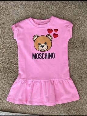 Moschino Pink Teddy Heart Girls Casual Dress